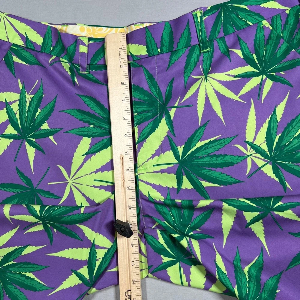 Loudmouth Golf Shorts Mens 38 Purple Haze Weed Leaf Marijuana Print Cannabis